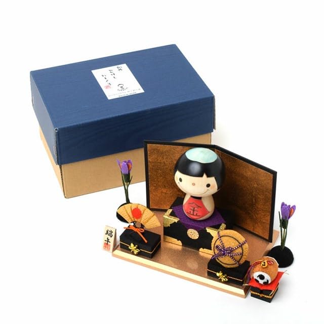 Amazon.co.jp: 【公式 こけし屋 卯三郎の孫】金太郎こけし(和太鼓&扇子